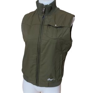 🍄3/50$🍄 ORAGE Olive Green Puffer Vest quilted lining pearl snap Size S